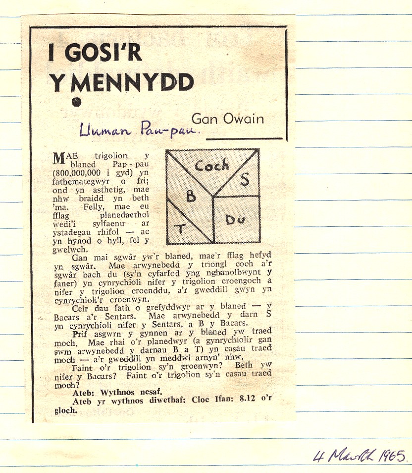 I Gosi'r Ymennydd: posau mathemategol